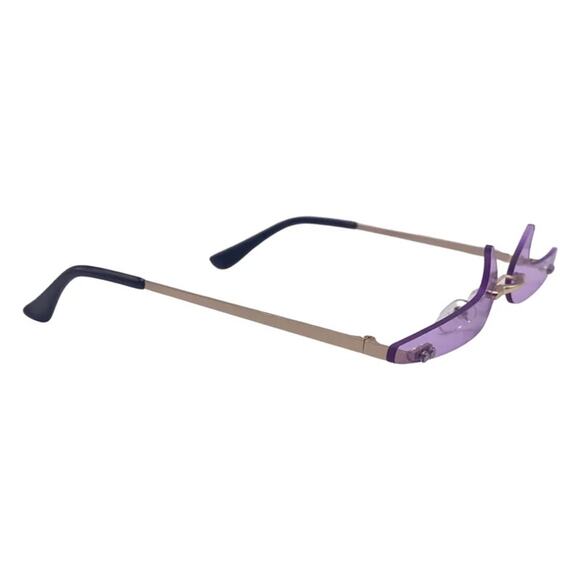 6170 | Lt. Purple Backward Checkmark Novelty Rimless Sunglasses - Picture 3 of 5